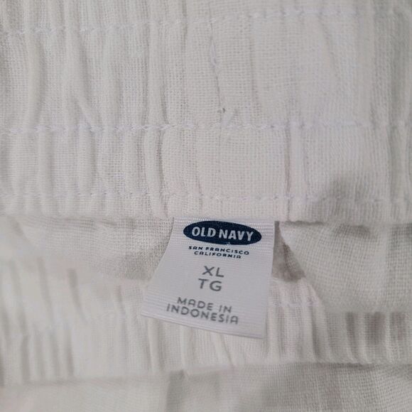 Old Navy Womens Linen Blend Pants Capris White Coastal Grandma New England - Picture 4 of 8